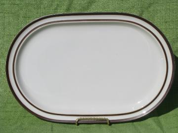 Noritake stoneware platter made in Japan, chocolate brown band