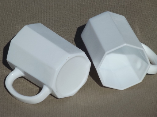 Octime Arcoroc white glass mugs set of 8, vintage milk glass coffee cups