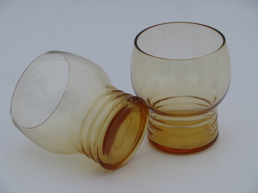 Old amber glass schnapps / shot glasses, vintage Germany or Bavaria?