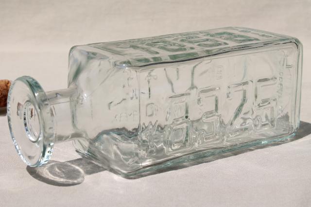 old car license plates decanter, vintage Walker's bourbon glass bottle