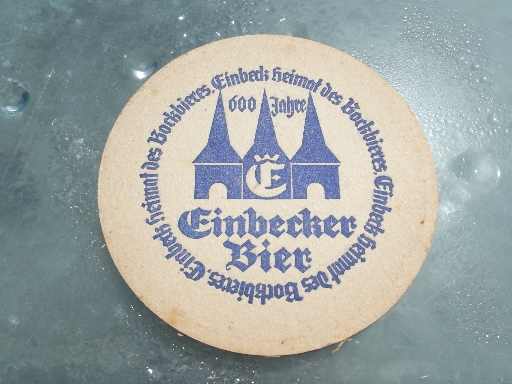 Old Einbecker beer advertising, German beer garden paper coasters