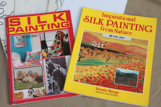 Out of print textile art books lot, Japanese silk painting paint on silk fabric