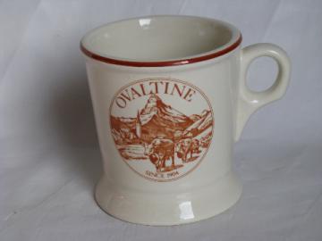 Ovaltine malt advertising, heavy stoneware cocoa mug