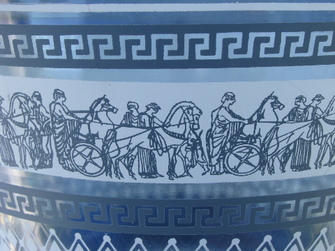 Patrician blue & white classical ancient greece pattern salad bowls set