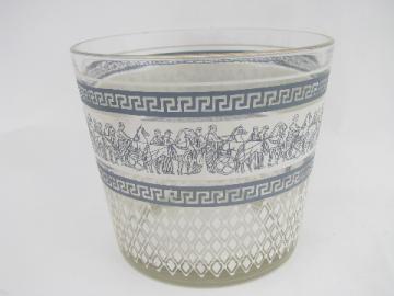 Patrician retro classical greek pattern glass ice bucket, 60s vintage