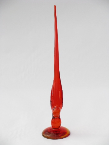 Persimmon orange, vintage Viking glass Epic line long-tail bird