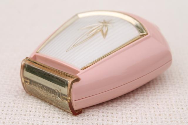 pink plastic Lady Sunbeam electric shaver, retro vintage razor in original box