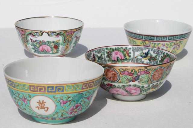 pretty mismatched porcelain rice bowls, soup bowls for noodles, vintage china dishes