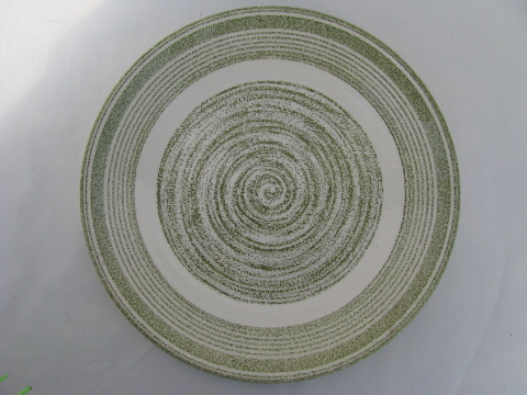Psychedelic spirals, retro mod El Verde pottery dinner plates