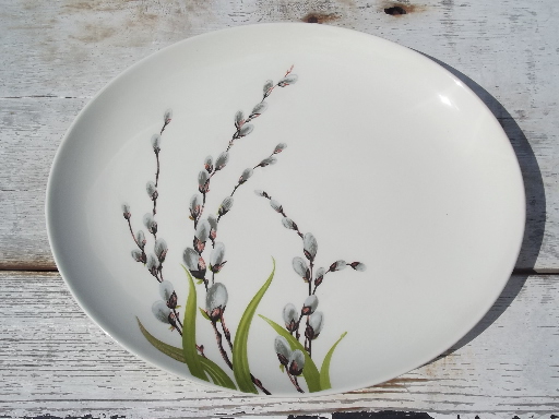 Pussy willow print 50s vintage W S George china dinnerware, set for 6