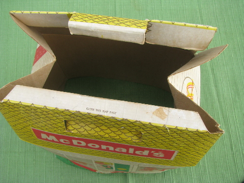 Rare early undated McDonald's paper carrier box, printed dollhouse