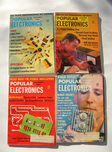 Retro 1963 vintage full year Popular Electronics magazine w/DIY projects