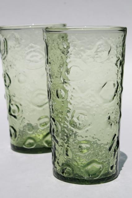 retro 60s 70s vintage bubble crater crinkle textured glass drinking glasses