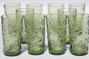 retro 60s 70s vintage bubble crater crinkle textured glass drinking glasses