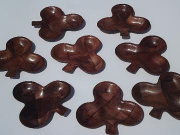 Retro 60s 70s vintage weavewood serving pieces, poker club clover dishes