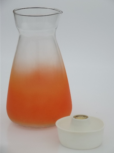Retro 60s glassware, blendo color fade orange glasses & juice carafe set