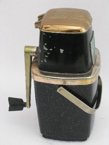 Retro 60s vintage hand-crank Sparklet metal / glitter plastic ice crusher