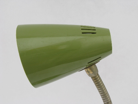 Retro 60s vintage lime green plastic desk lamp, mod gooseneck light
