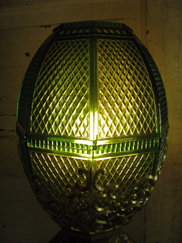 Retro 60s vintage plastic TV lamp, green & gold gypsy lantern light