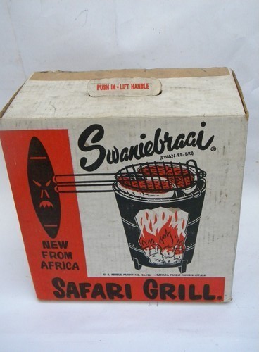 Retro 60s vintage Swanniebraai portable safari newspaper grill