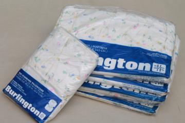 retro 70s 80s vintage flowered print bed sheets & pillowcases, Burlington cotton blend