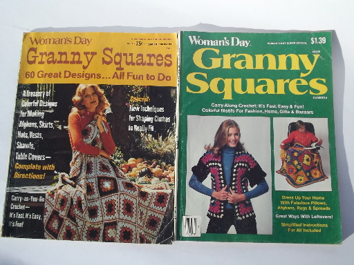 Retro 70s  crochet   patterns,  hippie vintage fashions & granny square afghans