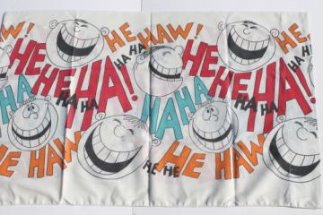 Retro 70s Hee Haw goofy grins smiley face print cotton blend fabric single pillowcase