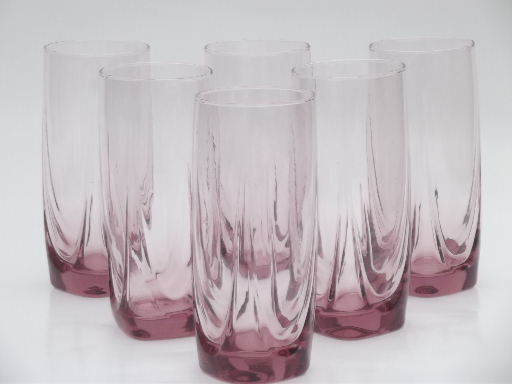 Retro amethyst plum purple glasses, Libbey Imperial old-fashioneds & coolers