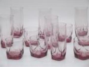 Retro amethyst plum purple glasses, Libbey Imperial old-fashioneds & coolers