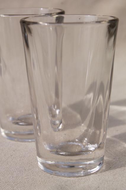 retro barware set of 10 vintage clear glass shot glasses, heavy weighted bottom shots