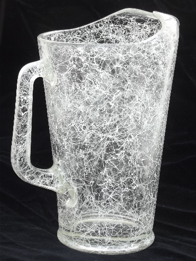 Retro crazy string drizzle glass pitcher, mid-century modern vintage