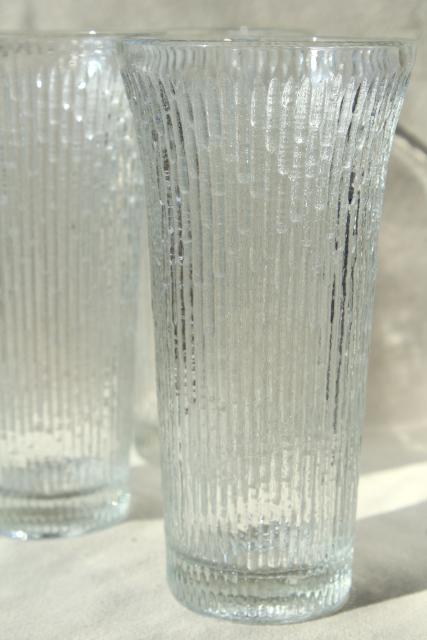 retro crystal ice textured glass drinking glasses, tall cooler / iced teas