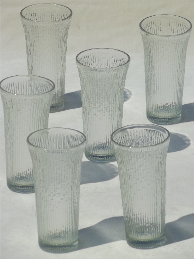 Retro crystal ice textured glass drinking glasses, tall  cooler / iced teas