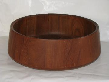 Retro danish modern vintage teak stave wood bowl, large mod shape