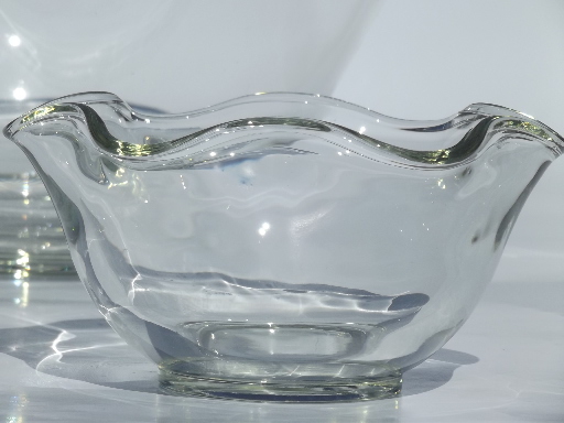 Retro glass chip & dip bowl set, mid-century mod vintage glass bowls