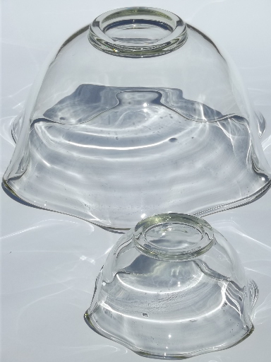 Retro glass chip & dip bowl set, mid-century mod vintage glass bowls