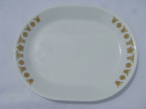Retro gold butterfly pattern Corelle glass platter