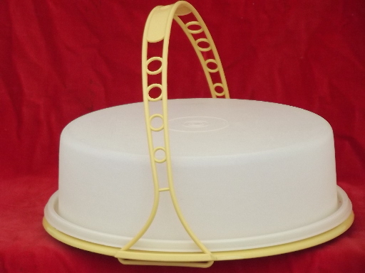 pie Tupperware  cover keeper cake gold carrier w/ vintage cupcake cupcake handle carrier &