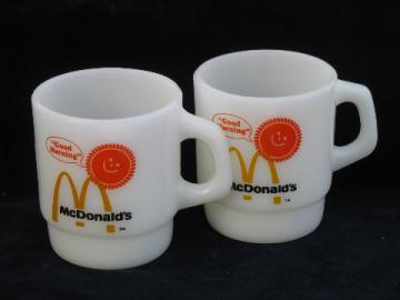 Retro Good Morning - McDonald's coffee mugs, vintage Fire-King glass cups