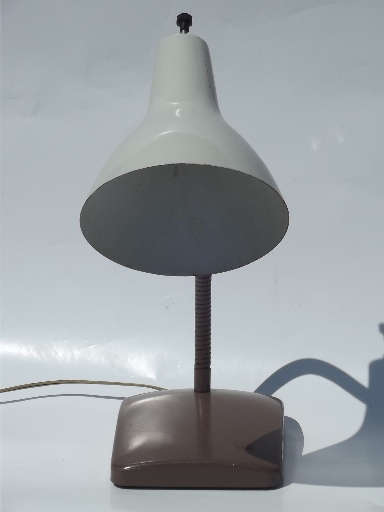Retro goose neck desk lamp or wall sconce, mod shade, 1960s vintage
