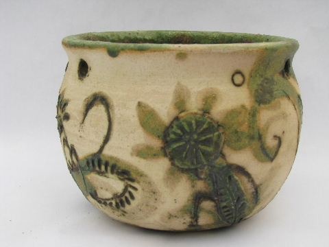 Retro hand-thrown stoneware pottery plates & pots, studio signed