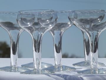 Retro hollow stem champagne glasses, vintage Libbey stemware bar glass set