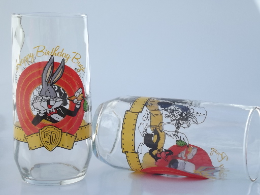 Retro Libbey glasses, 50 years of Bugs Bunny cartoon tumblers