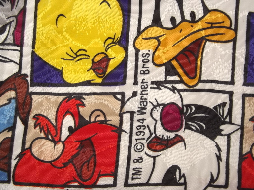 Retro Looney Tunes characters print silky scarf w/ original tag