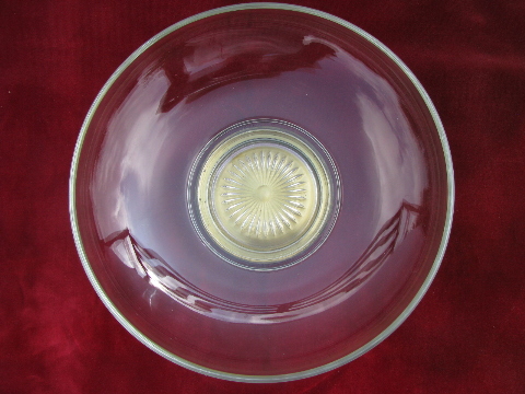 Retro mid-century brass & glass chip n dip set, glass salad bowl, small sauce bowl
