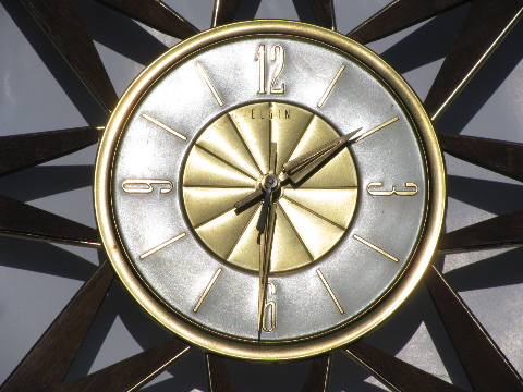 Retro mod starburst wall clock danish modern vintage Elgin