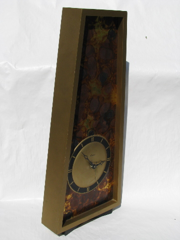 Retro mod vintage Sessions wall clock, imitation tortoise shell on gold