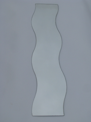 Retro op-art wall hanging mirrors, mod frameless wave shape mirror set