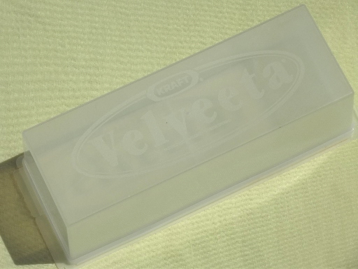 Retro plastic Velveeta cheese box,  2 lb block cheese saver refrigerator box