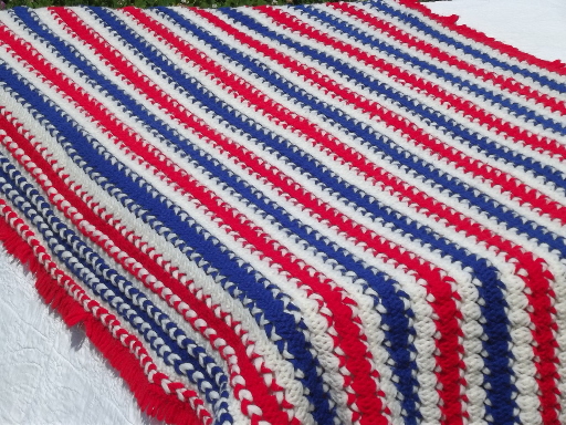 Retro red, white & blue  afghan, for patriotic 4th or election day!